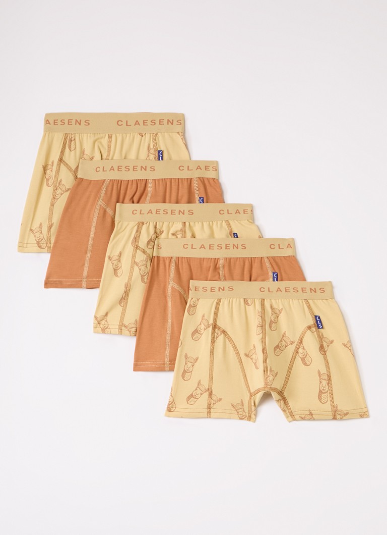 Claesens Jongens Boxershorts met print in 5-pack in de kleur Beige