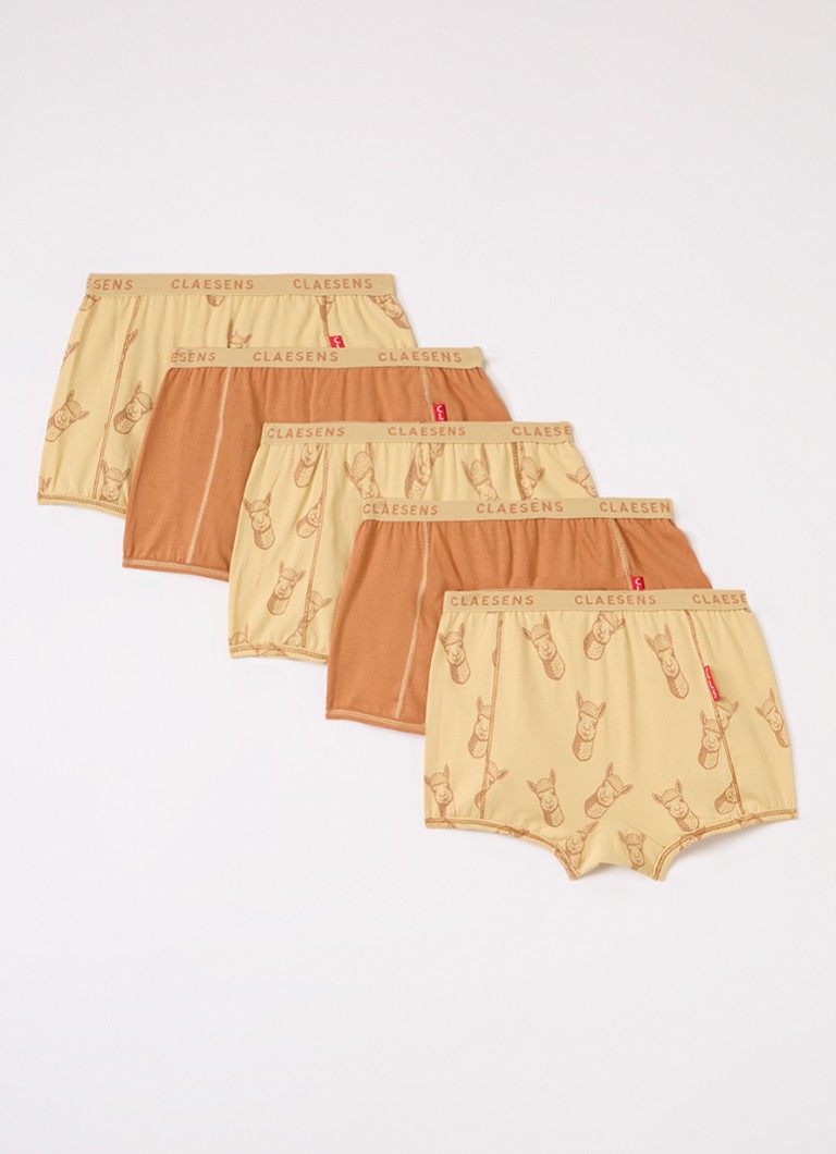 Claesens Meisjes Boxer met print in 5-pack in de kleur Beige