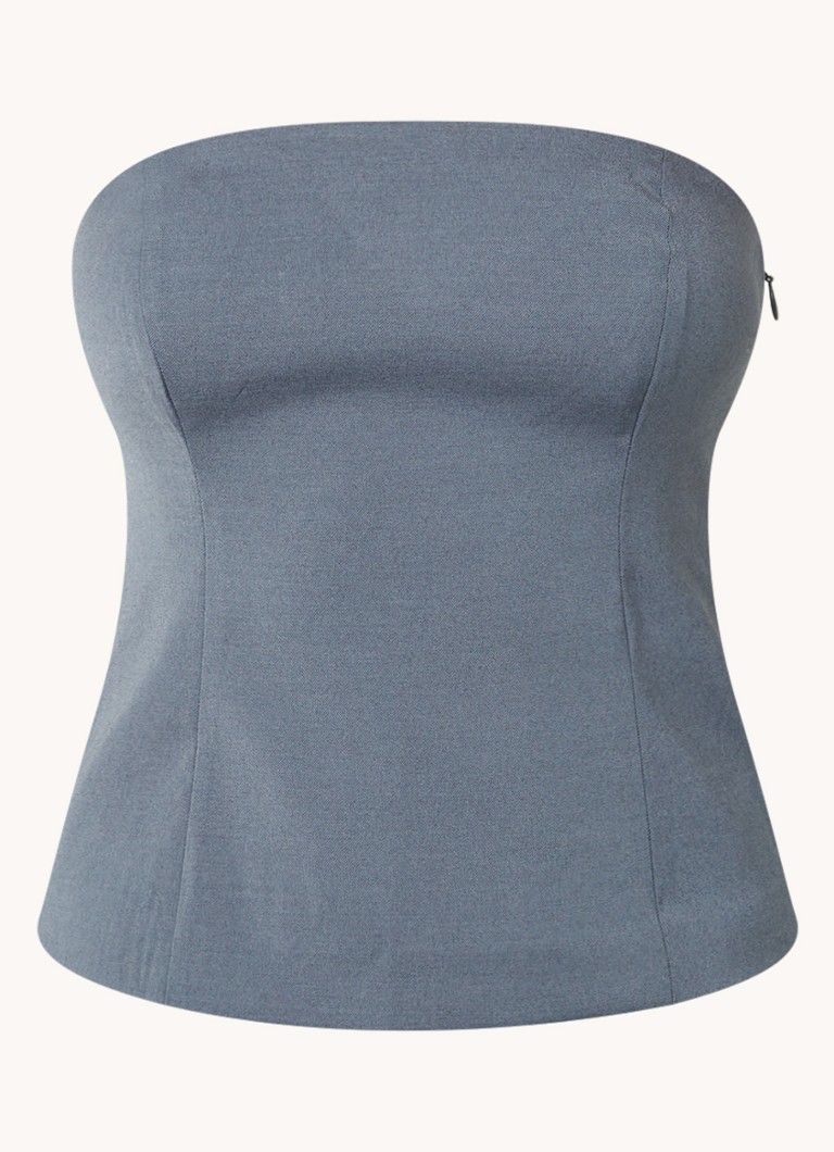 SAMSØE SAMSØE Dames Elyn strapless top met smockwerk in de kleur Grijs, maat: XL