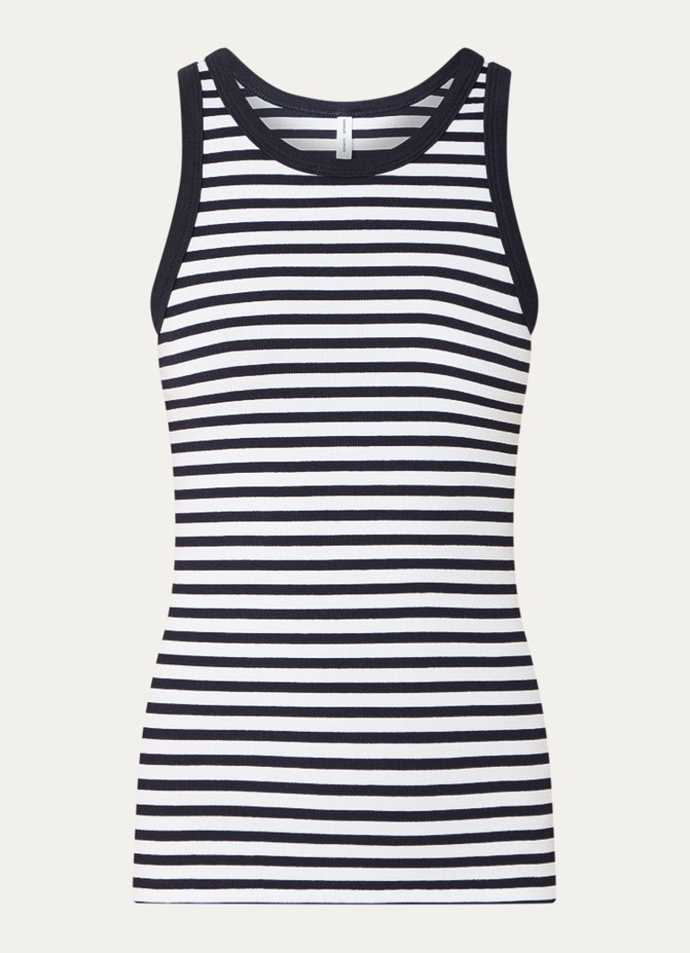 SAMSØE SAMSØE Dames Alexo tanktop van katoen met streepprint in de kleur Donkerblauw, maat: XS