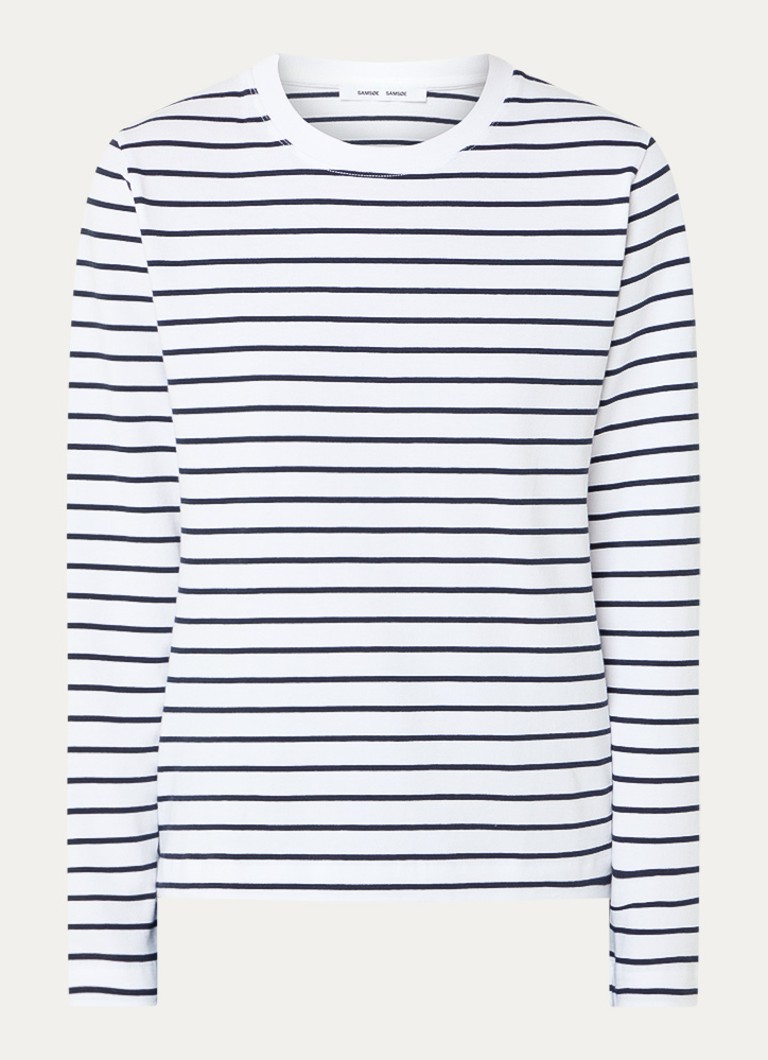 SAMSØE SAMSØE Dames Camino longsleeve met streepprint in de kleur Donkerblauw, maat: L