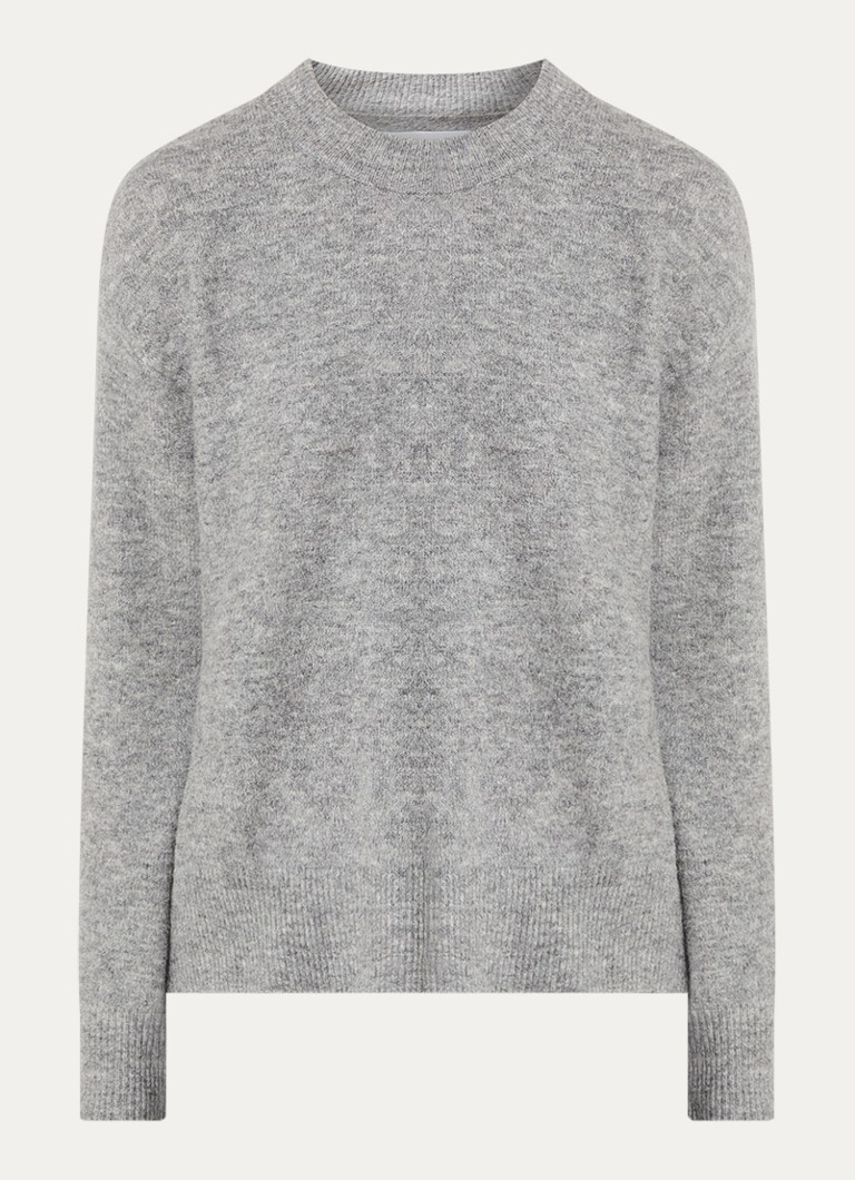 SAMSØE SAMSØE Dames Anour fijngebreide trui in alpaca wolblend in de kleur Grijsmele, maat: L