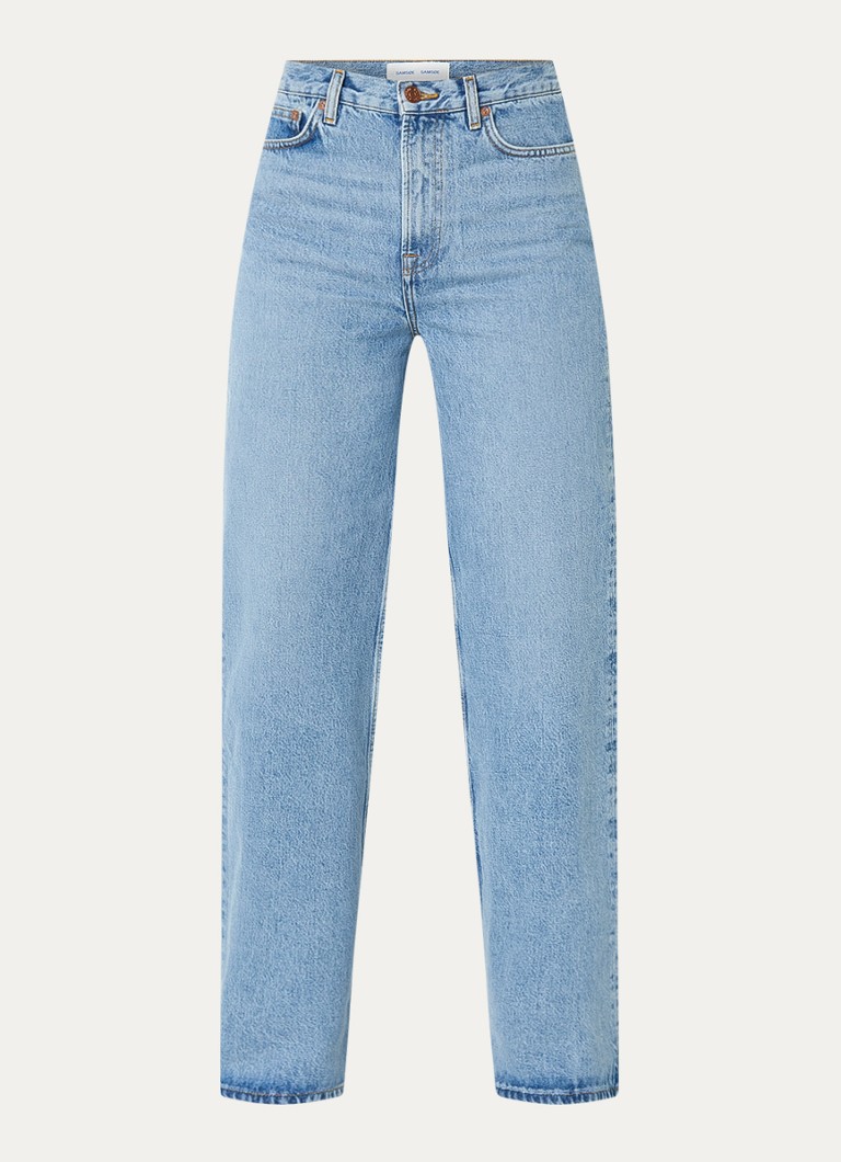 SAMSØE SAMSØE Dames Rebecca high waist straight leg jeans van katoen in de kleur Indigo, maat: 2532