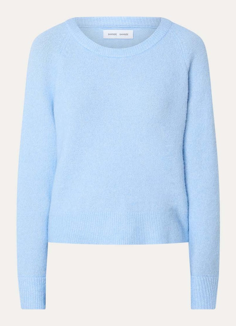 SAMSØE SAMSØE Dames Nor fijngebreide trui in alpaca wolblend in de kleur Lichtblauw, maat: XS