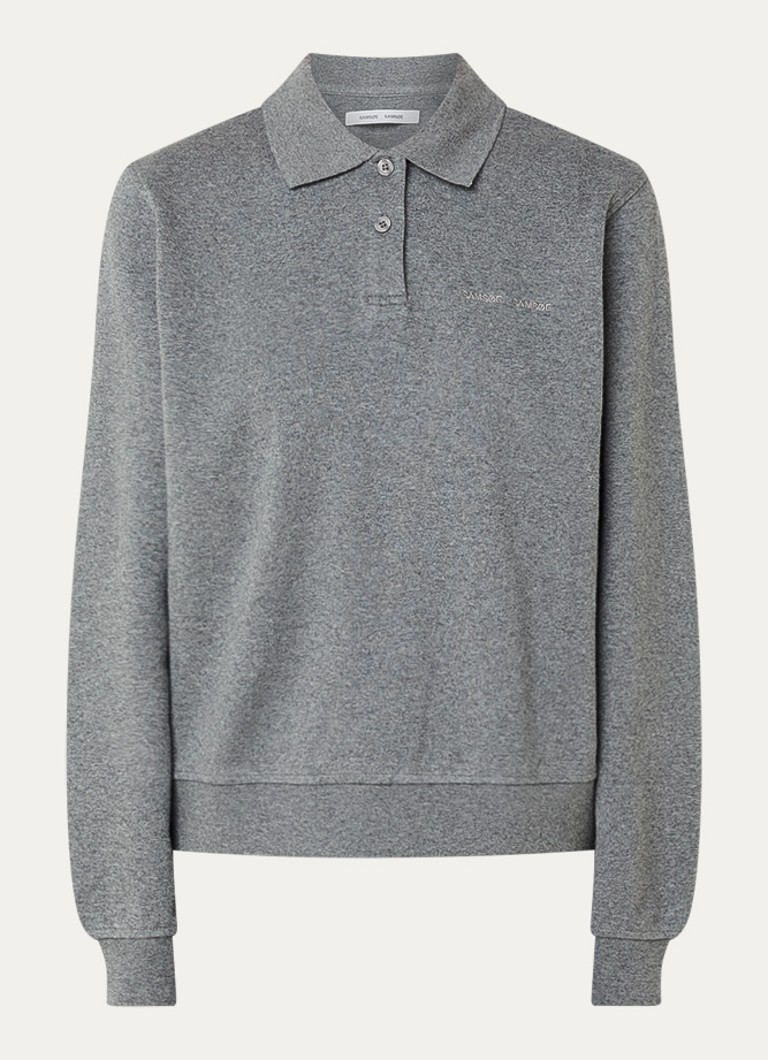 SAMSØE SAMSØE Dames Dory polo met logoborduring in de kleur Grijsmele, maat: XS