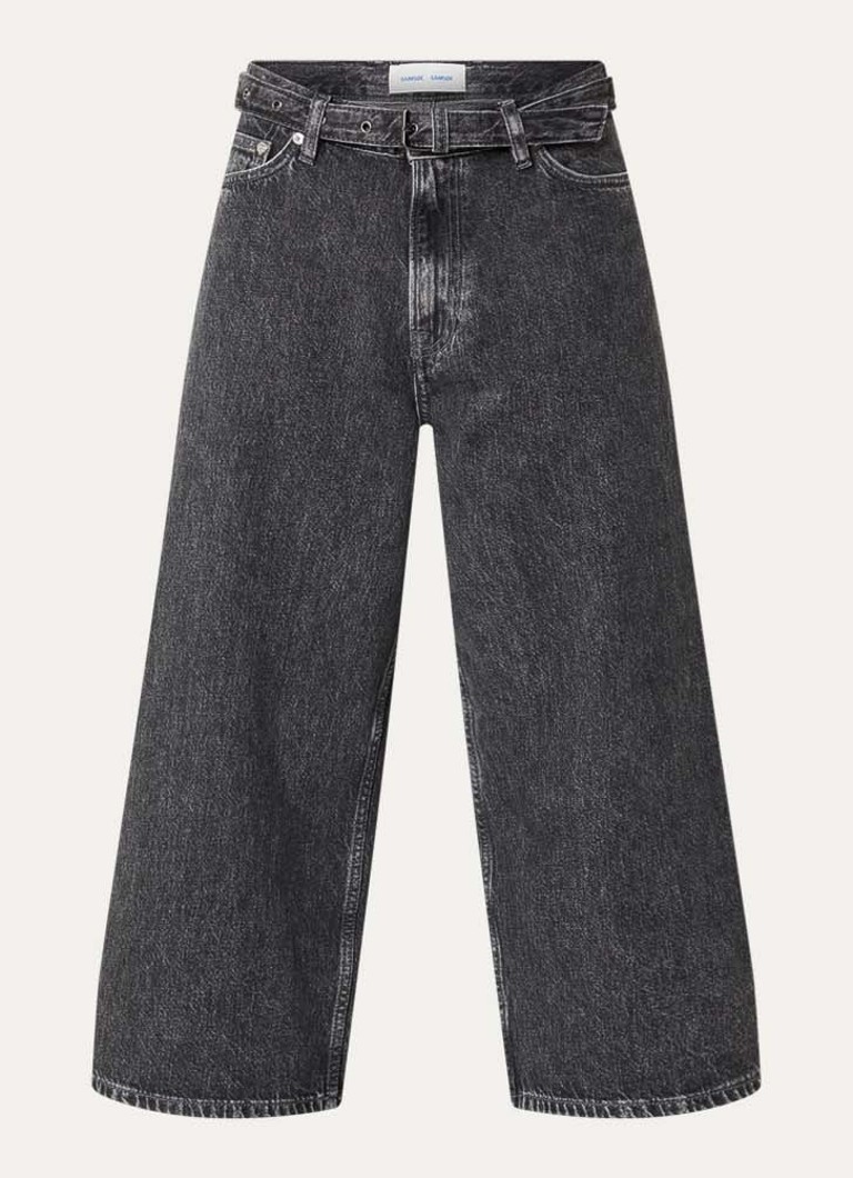 SAMSØE SAMSØE Dames Harper high waist wide fit culotte van denim in de kleur Grijs, maat: W 28