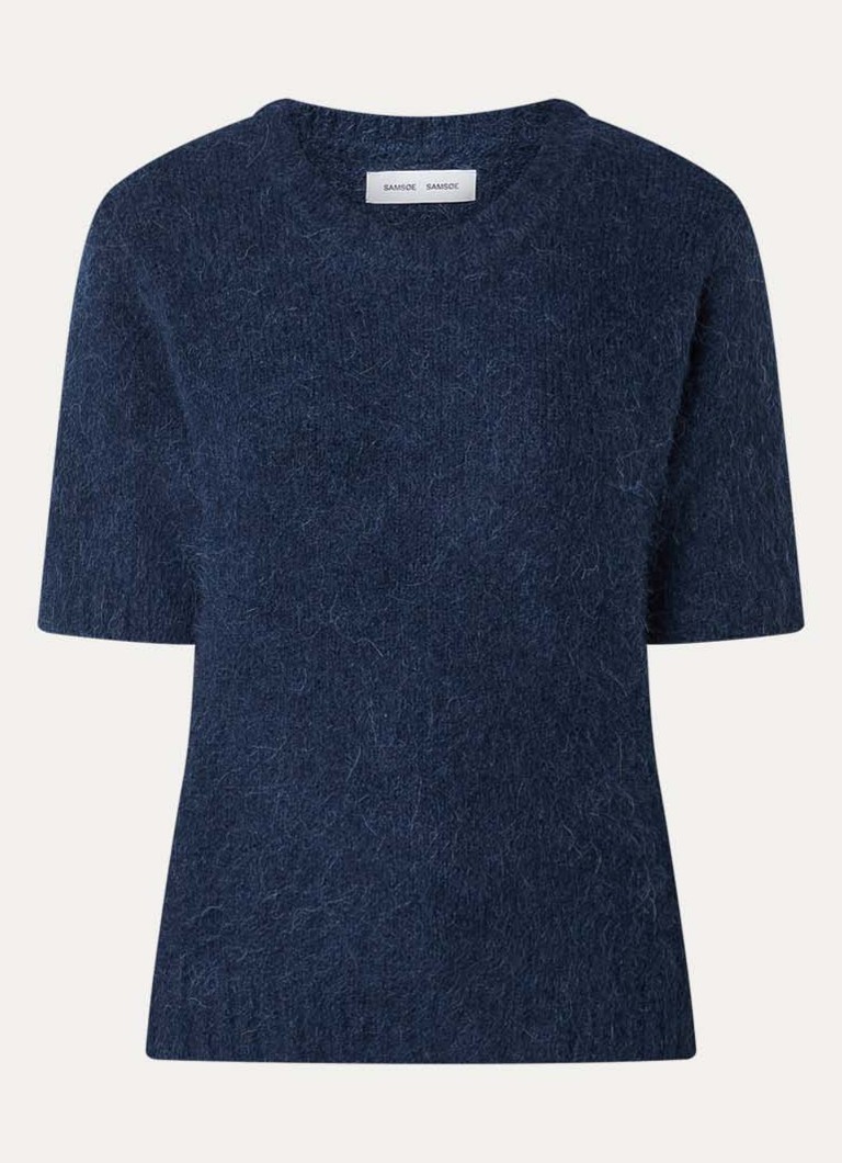 SAMSØE SAMSØE Dames Jeanne fijngebreide top in alpaca wolblend in de kleur Indigo, maat: L