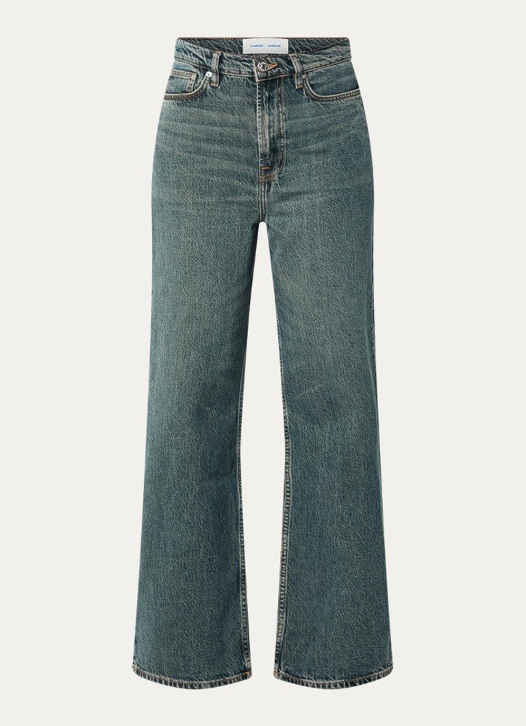SAMSØE SAMSØE Dames Rebecca high waist straight leg jeans met medium wassing in de kleur Indigo, maat: W25/L32