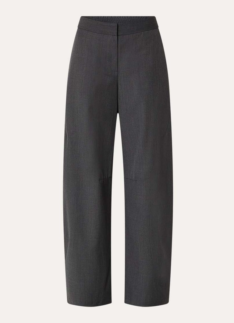 SAMSØE SAMSØE Dames Roko mid waist loose fit pantalon in wolblend in de kleur Grijsmele, maat: L
