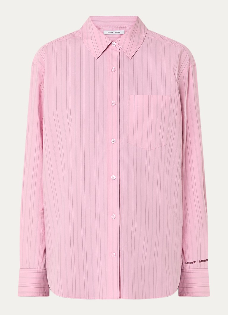 SAMSØE SAMSØE Dames Salova blouse met streepprint in de kleur Roze, maat: XL