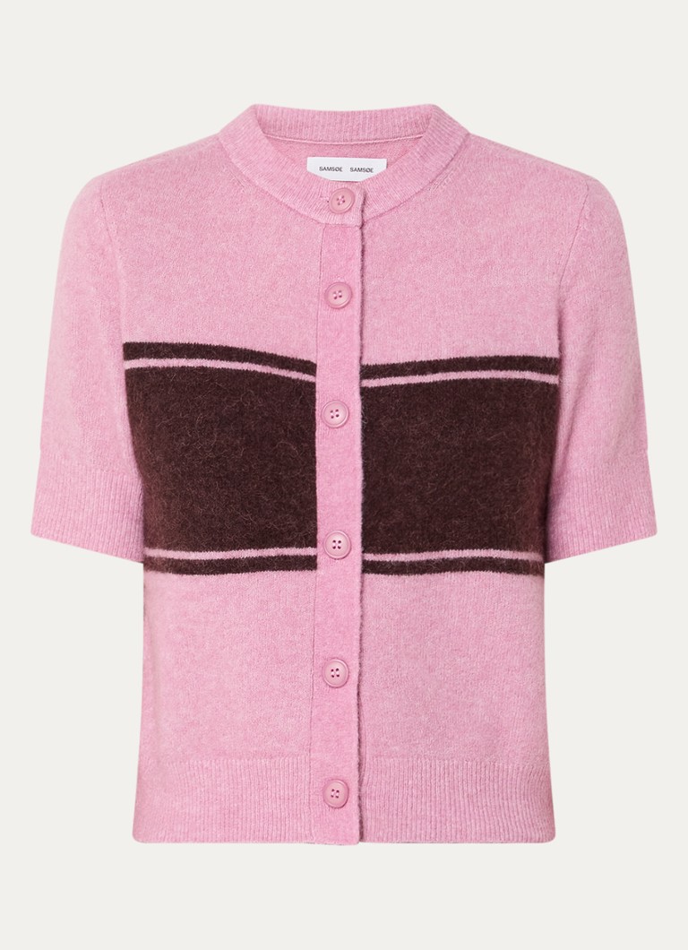 SAMSØE SAMSØE Dames Sanoura grofgebreid vest in wolblend in de kleur Roze, maat: S