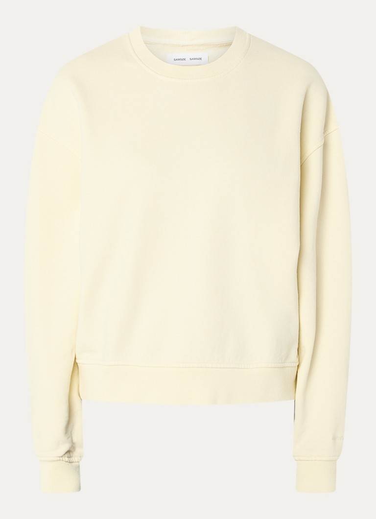 SAMSØE SAMSØE Dames Savan sweater met logoborduring in de kleur Lichtgeel, maat: M
