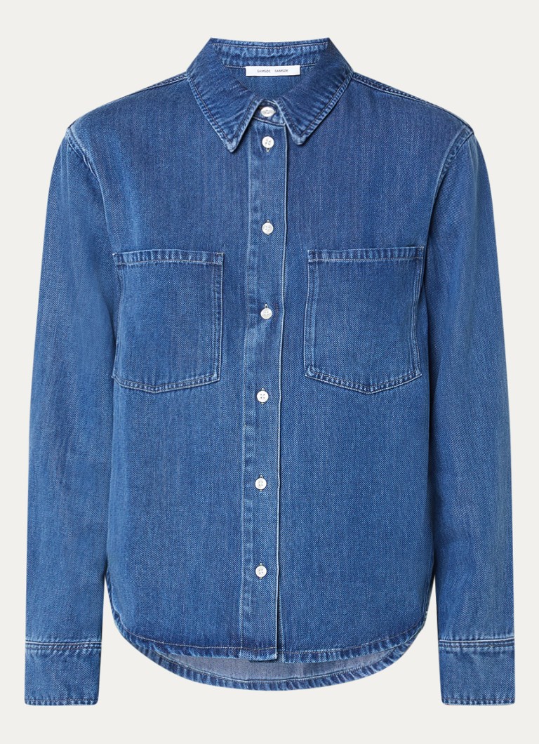 SAMSØE SAMSØE Dames Sabexy blouse met borstzakken in de kleur Blauw, maat: L