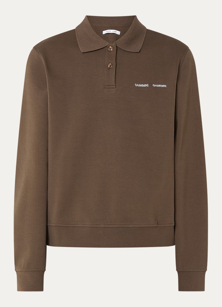 SAMSØE SAMSØE Dames Sadory sweater met polokraag in de kleur Donkerbruin, maat: XS