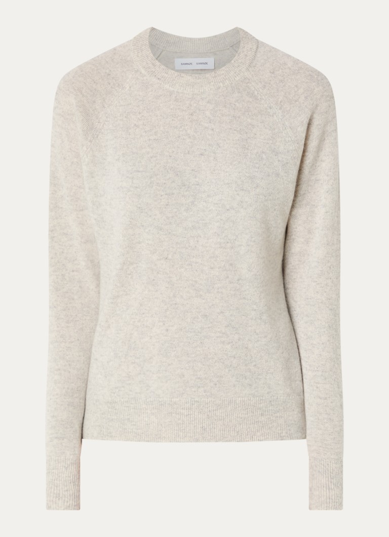 SAMSØE SAMSØE Dames Boston fijngebreide pullover van kasjmier in de kleur Grijsmele, maat: L