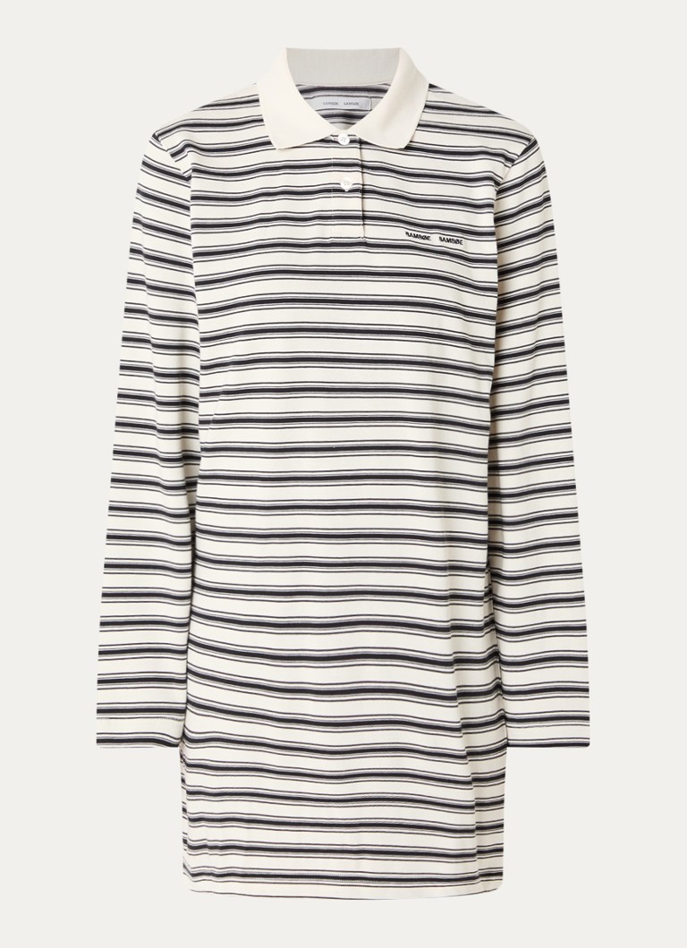SAMSØE SAMSØE Dames Dover mini jurk met streepprint in de kleur Zwart, maat: M
