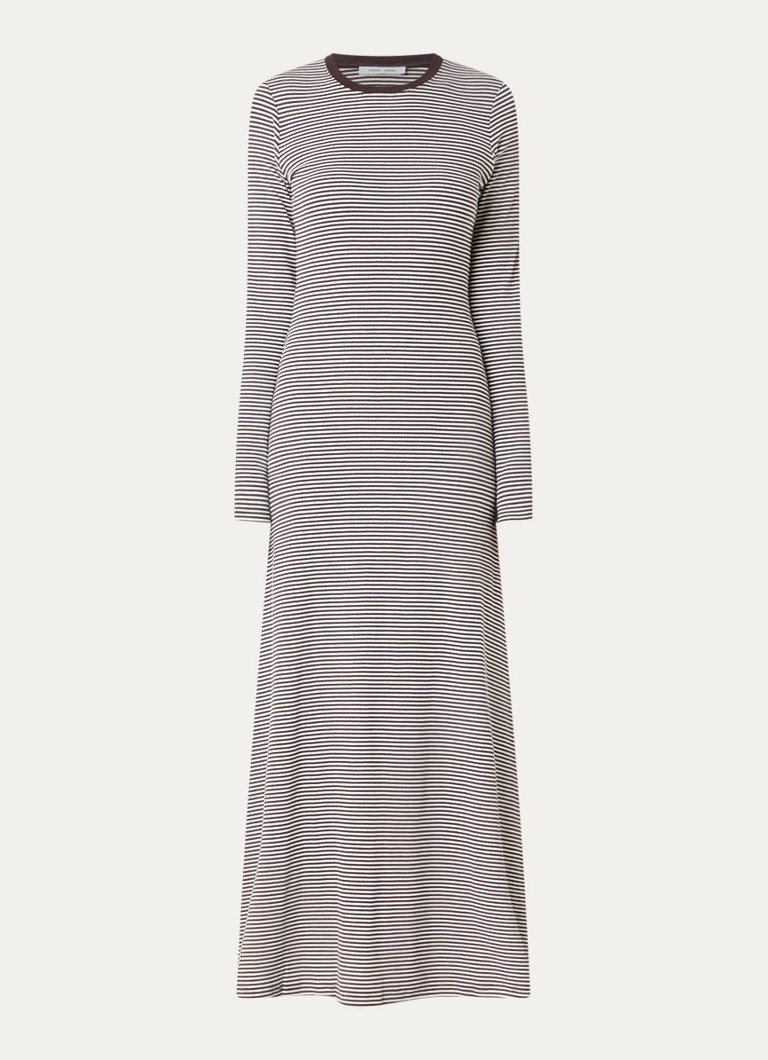 SAMSØE SAMSØE Dames Linas maxi jurk met streepprint in de kleur Donkerbruin, maat: M