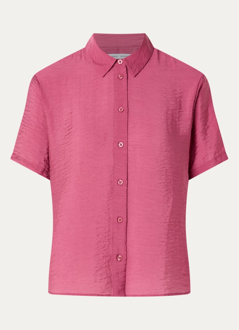 SAMSØE SAMSØE Dames Saminna semi-transparante blouse in zijdeblend met structuur in de kleur Oudroze, maat: S