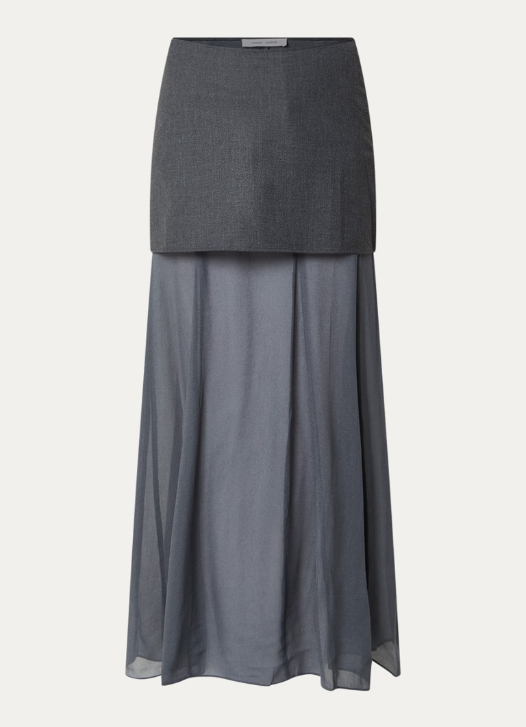 SAMSØE SAMSØE Dames Sarima semi-transparante maxi rok in de kleur Donkergrijs, maat: L