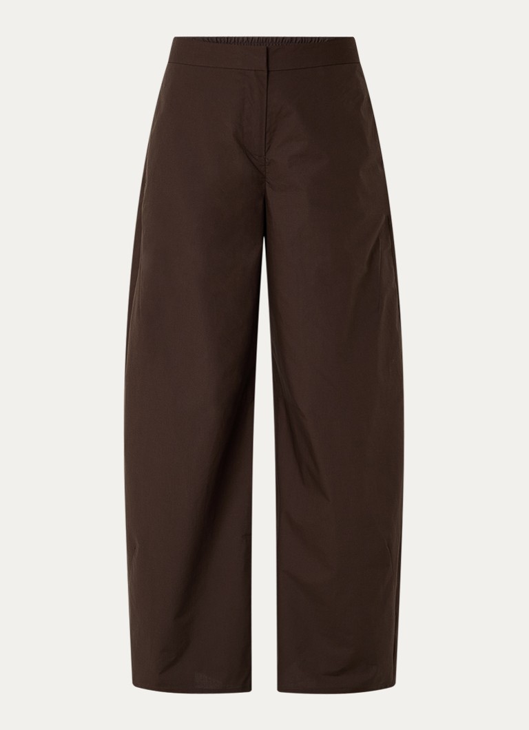 SAMSØE SAMSØE Dames High waist wide fit broek in linnenblend met steekzakken in de kleur Donkerbruin, maat: S