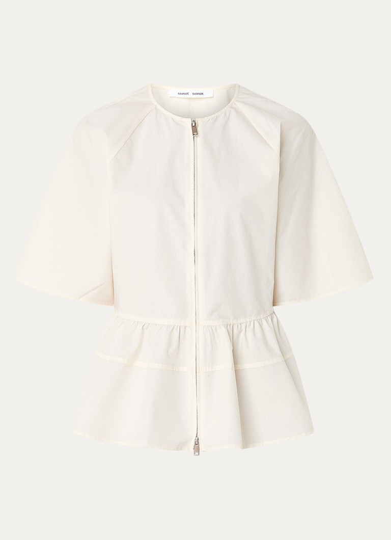 SAMSØE SAMSØE Dames Satoman blouse in linnenblend in de kleur Gebroken wit, maat: XS