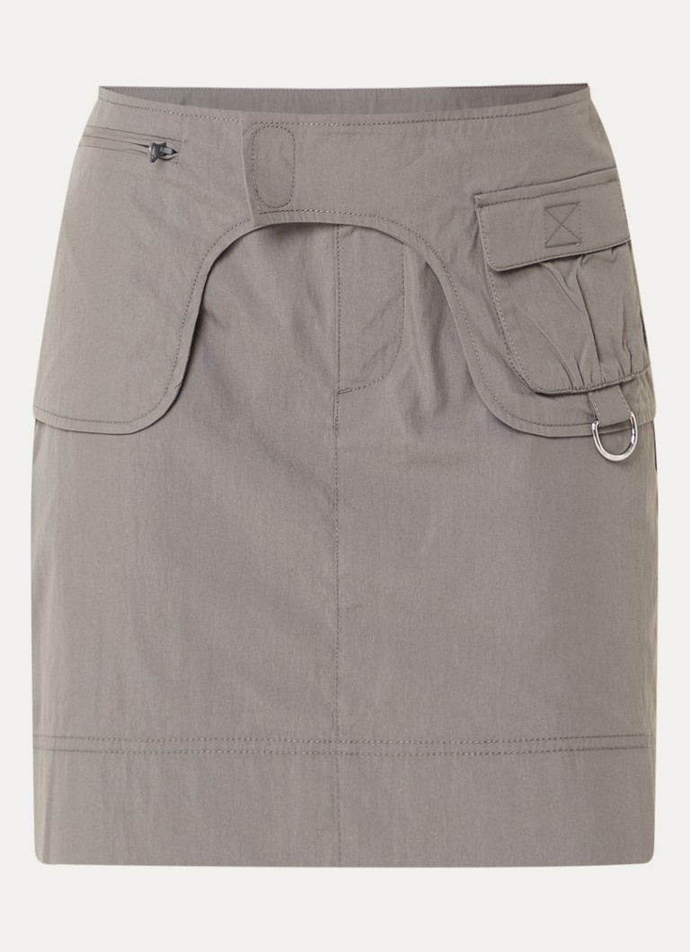 SAMSØE SAMSØE Dames Saivy minirok met ceintuur en klepzak in de kleur Grijs, maat: L