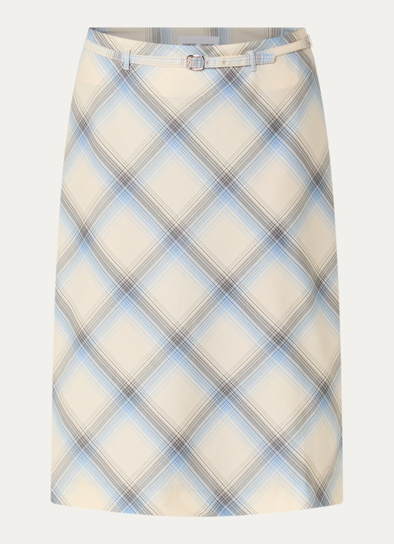 SAMSØE SAMSØE Dames Sapalm midi rok met print in de kleur Lichtblauw, maat: S