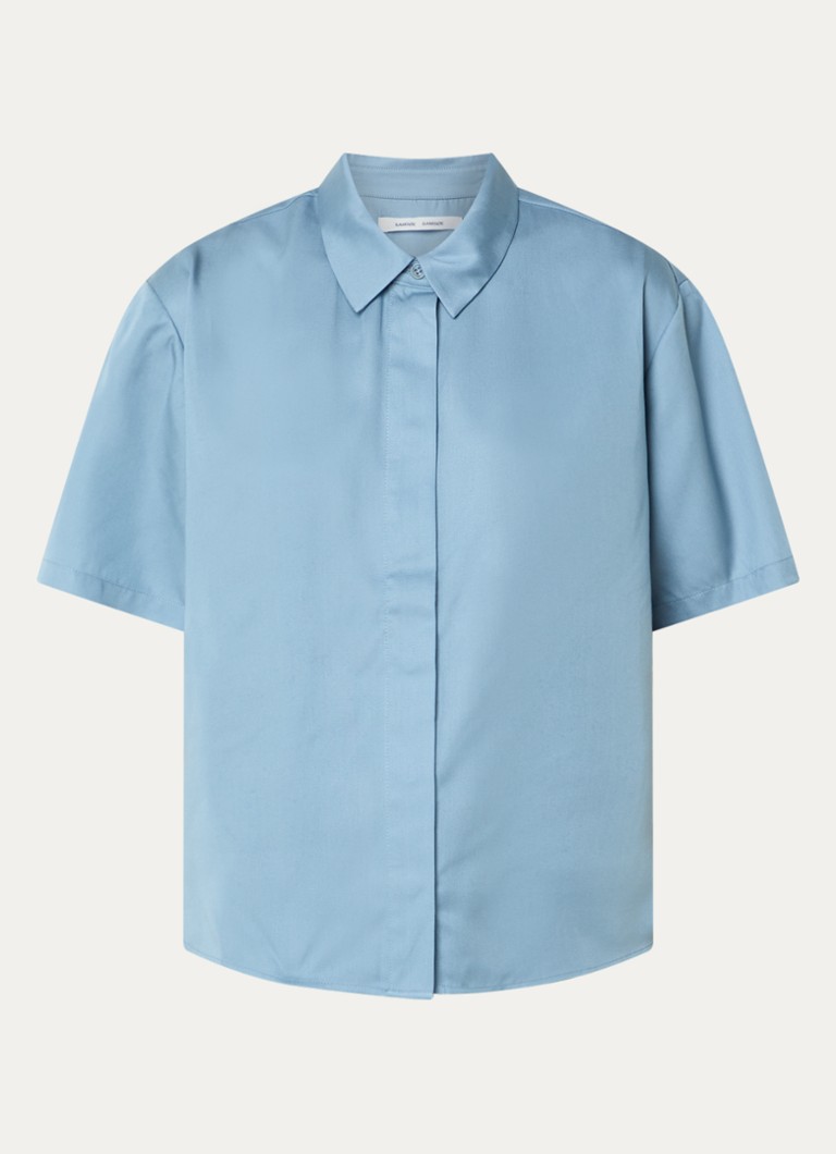SAMSØE SAMSØE Dames Mina blouse met kraag in de kleur Blauw, maat: S
