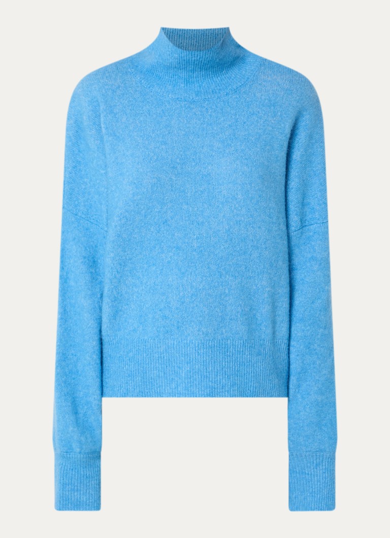 SAMSØE SAMSØE Dames Nola fijngebreide coltrui in alpaca wolblend in de kleur Blauw, maat: L