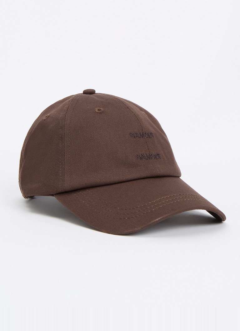 SAMSØE SAMSØE Dames Saadie pet met logoborduring in de kleur Donkerbruin, maat: ONE SIZE