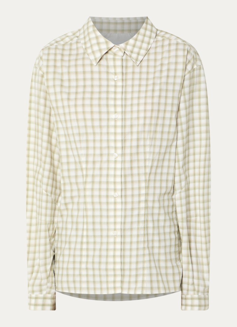 SAMSØE SAMSØE Dames Saalesso blouse met ruitdessin in de kleur Groen, maat: XS