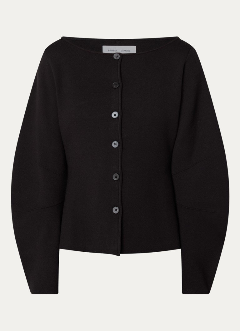 SAMSØE SAMSØE Dames Saaly fijngebreid vest met boothals in de kleur Zwart, maat: L