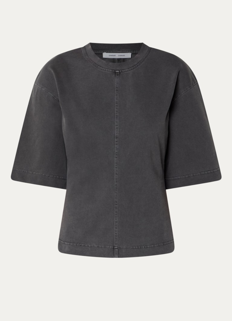 SAMSØE SAMSØE Dames Sadisas T-shirt met ronde hals in de kleur Donkergrijs, maat: L