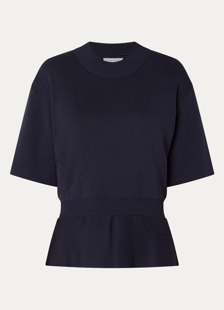 SAMSØE SAMSØE Dames Satatiana fijngebreide top met peplum in de kleur Donkerblauw, maat: L