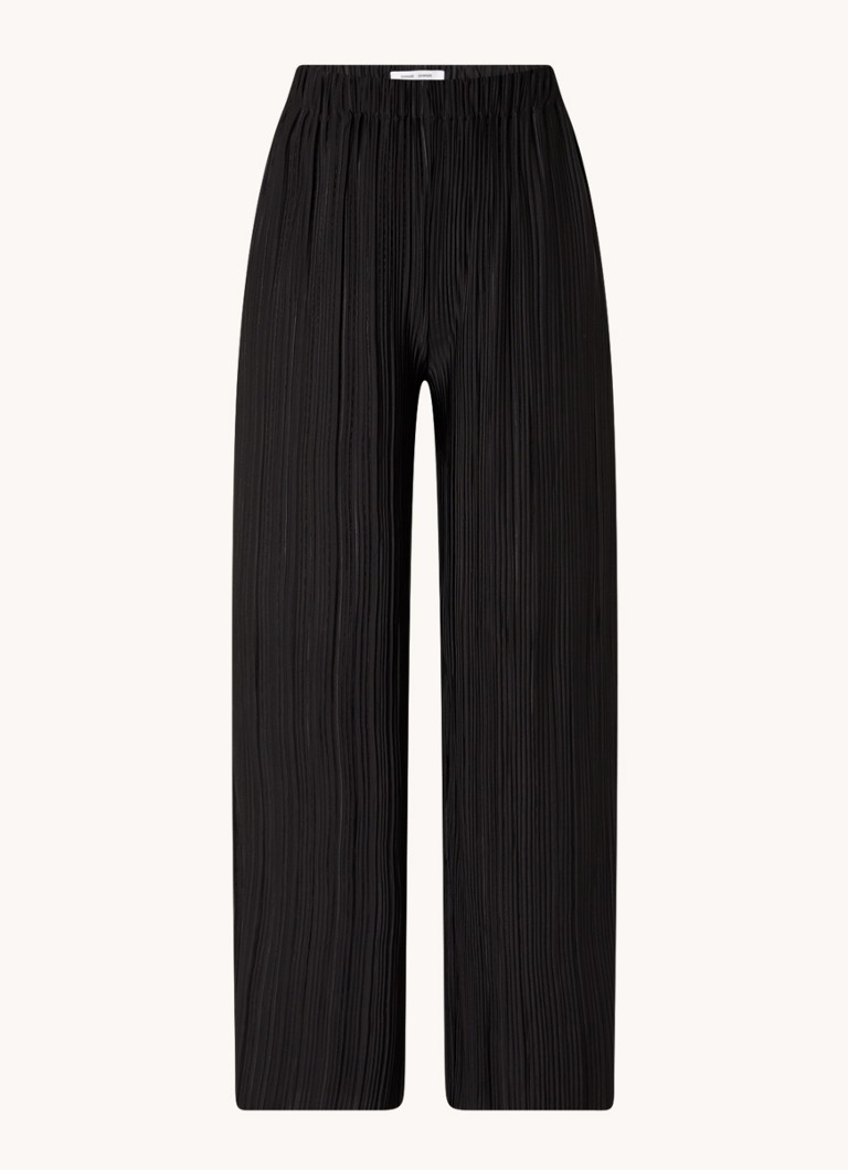 SAMSØE SAMSØE Dames Uma high waist loose fit cropped pantalon met plissé in de kleur Zwart, maat: XS