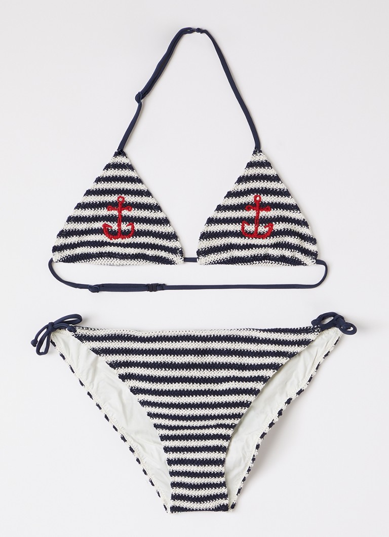 MC2 Saint Barth Meisjes Bikiniset met streepprint in de kleur Donkerblauw, maat: 116