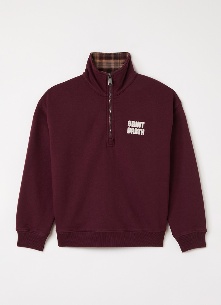 MC2 Saint Barth Jongens Eliade sweater met halve rits in de kleur Bordeauxrood, maat: 152