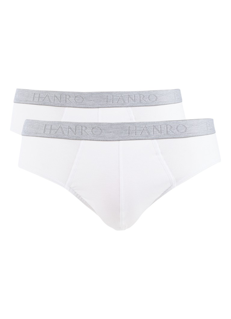 Hanro Heren Slip in uni in 2-pack in de kleur Wit, maat: S