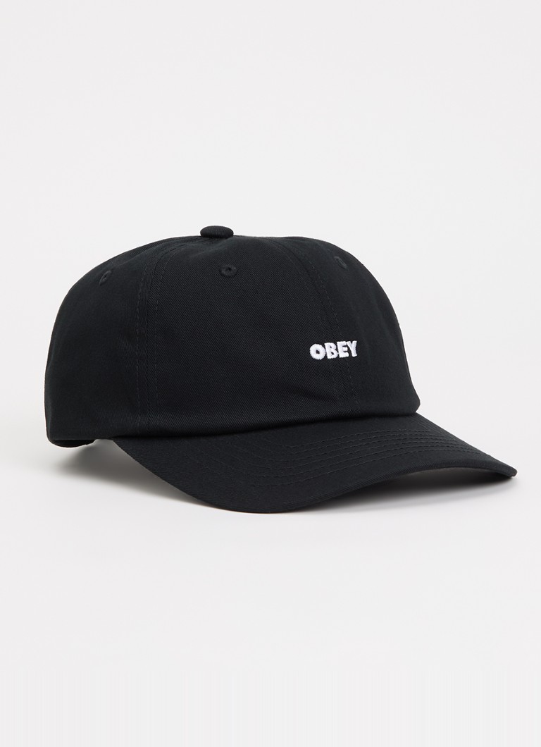 Obey Heren Bold Curve pet met logoborduring in de kleur Zwart, maat: OS