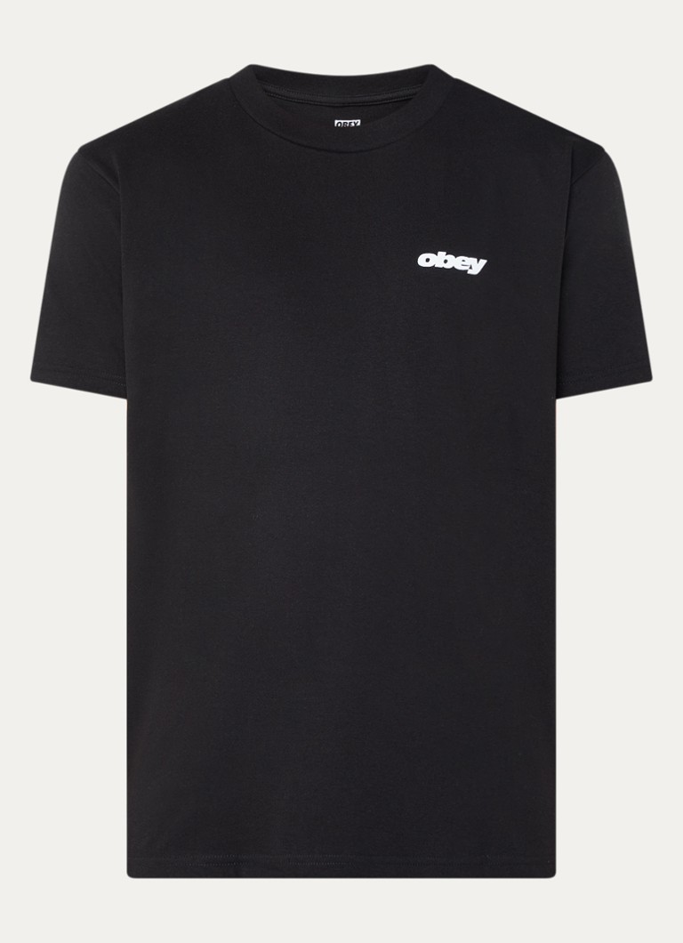 Obey Heren Dice T-shirt met logo- en backprint in de kleur Zwart, maat: L