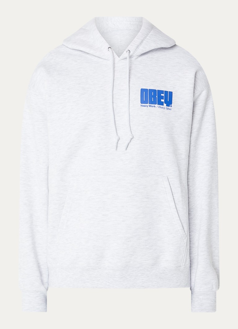 Obey Heren Hoodie met front- en backprint in de kleur Grijs, maat: S