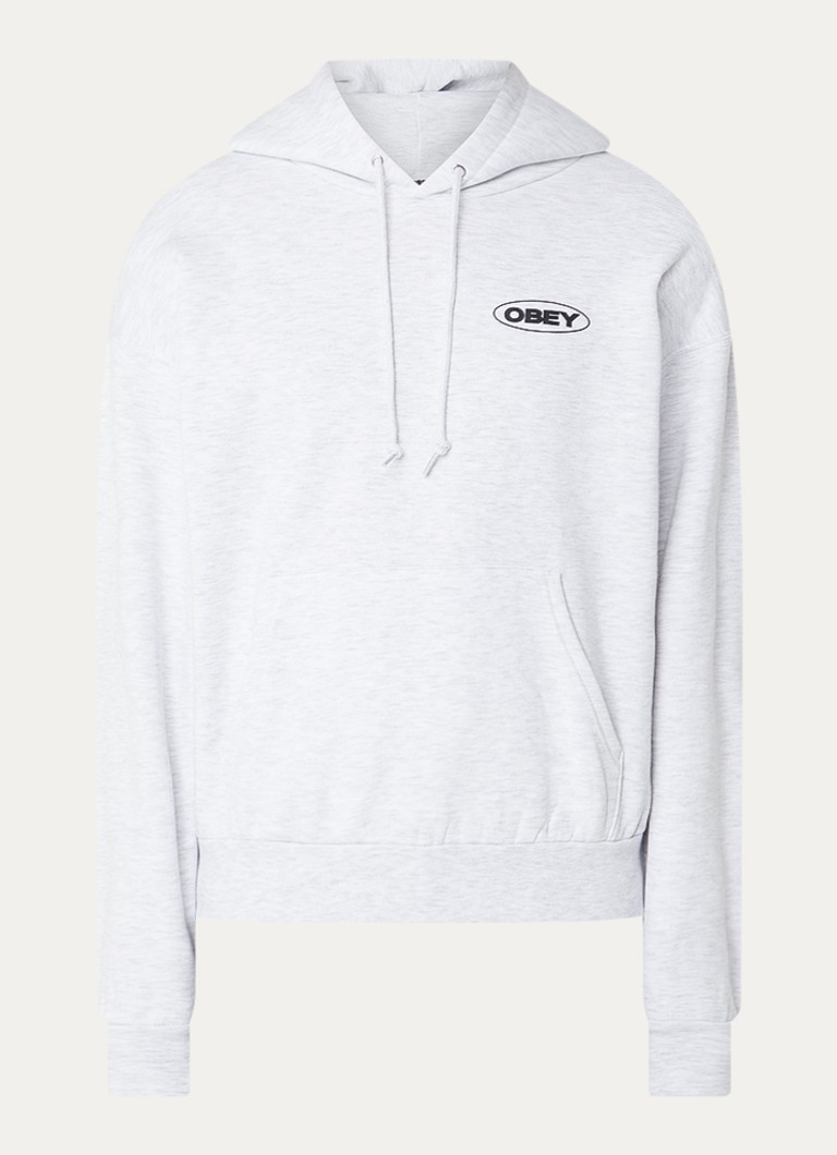 Obey Heren Hoodie met front- en backprint in de kleur Grijs, maat: M