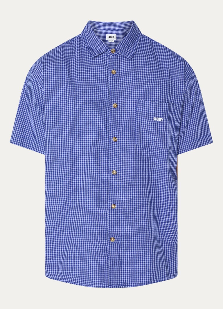 Obey Heren Bigwig Frank regular fit overhemd met ruitdessin in de kleur Blauw, maat: XL