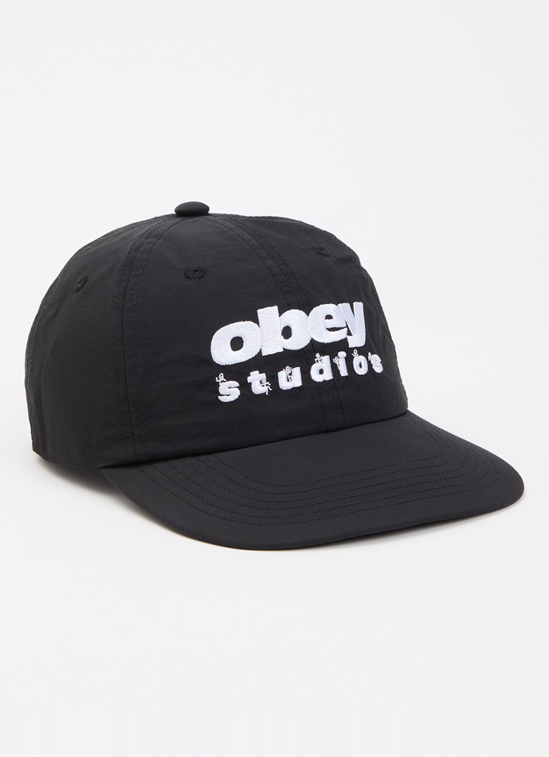 Obey Heren Dance Studio 6 Panel pet met logoborduring in de kleur Zwart, maat: OS