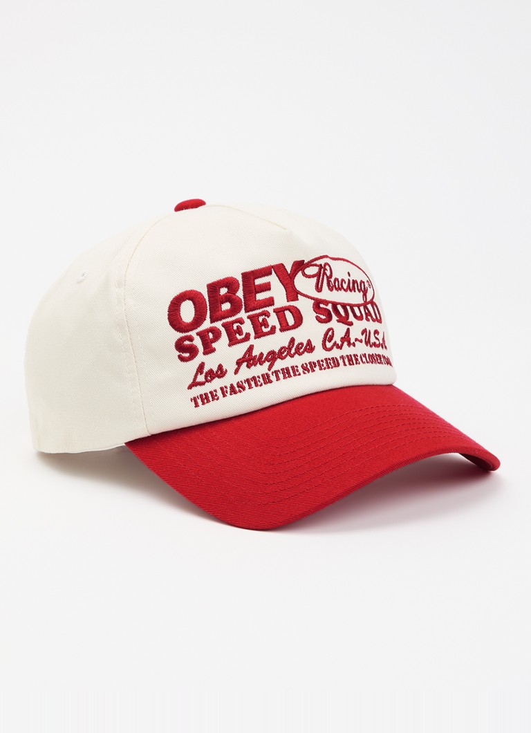 Obey Heren Speed Squad 5 Panel pet met logoborduring in de kleur Rood, maat: OS