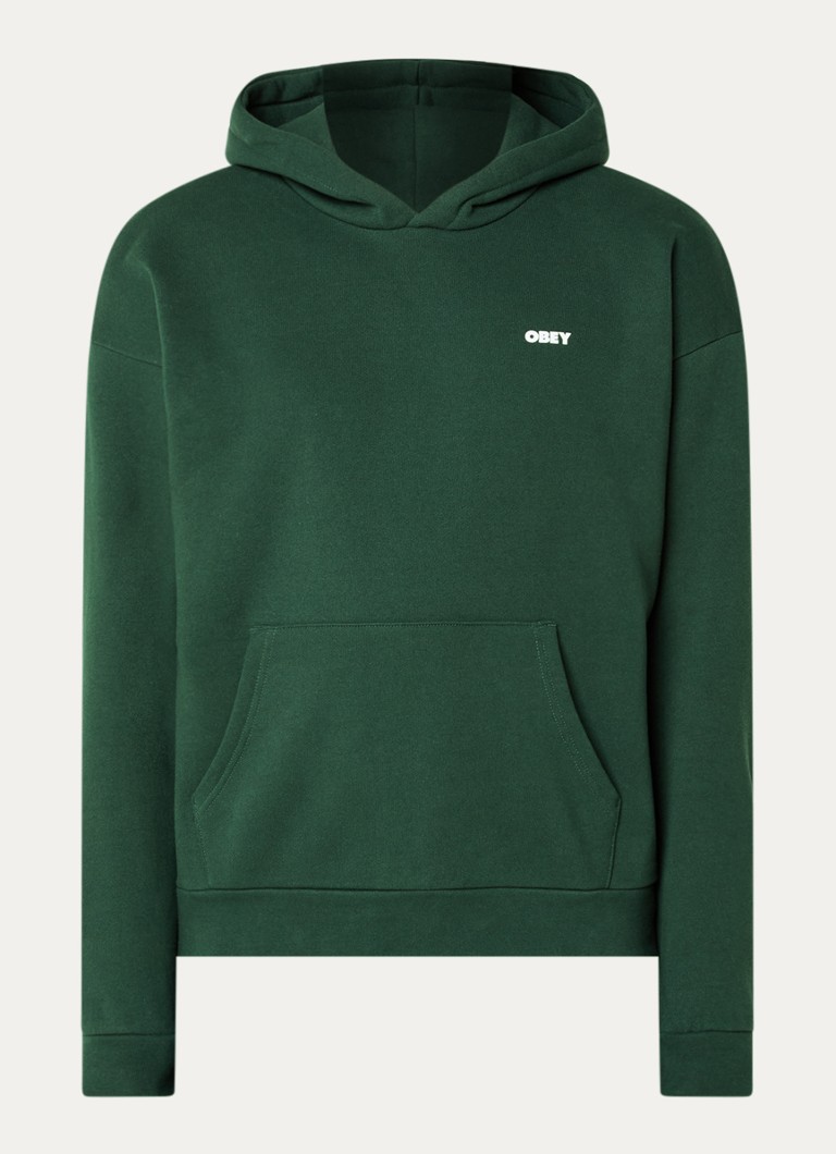 Obey Heren Bold hoodie met logo in de kleur Donkergroen, maat: XL