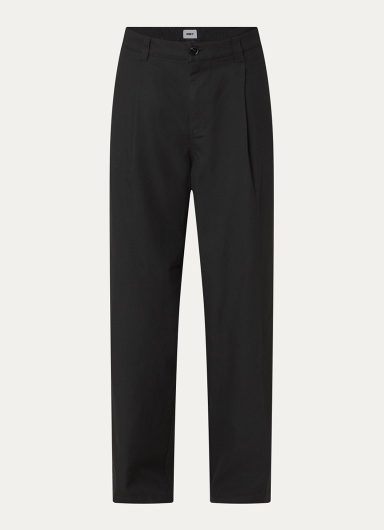Obey Heren Dean loose fit chino met steekzakken in de kleur Zwart, maat: 33
