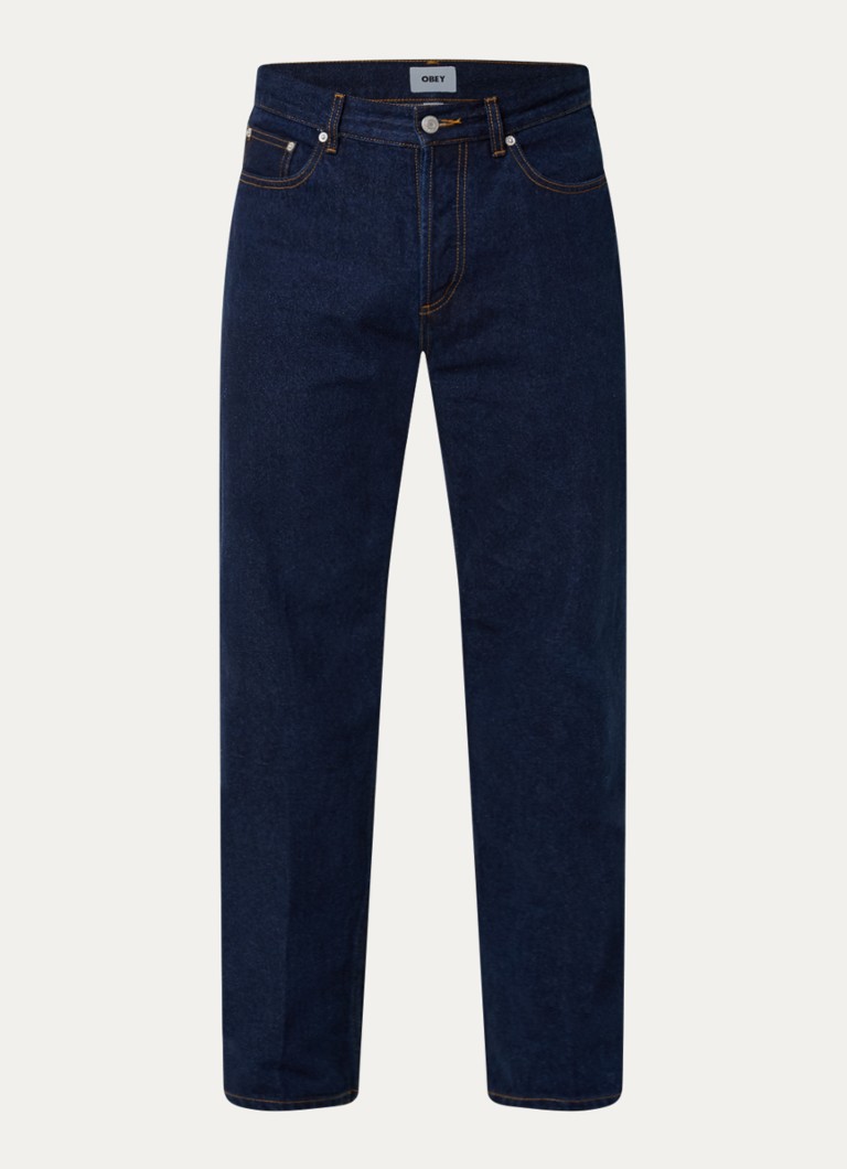 Obey Heren Mid waist straight leg jeans met donkere wassing in de kleur Indigo, maat: 32