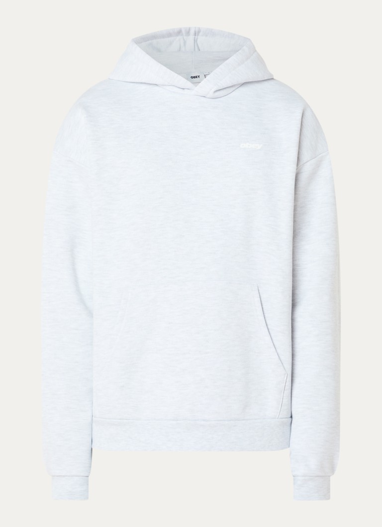 Obey Heren Intercontinental hoodie met logo- en backprint in de kleur Grijsmele, maat: XL