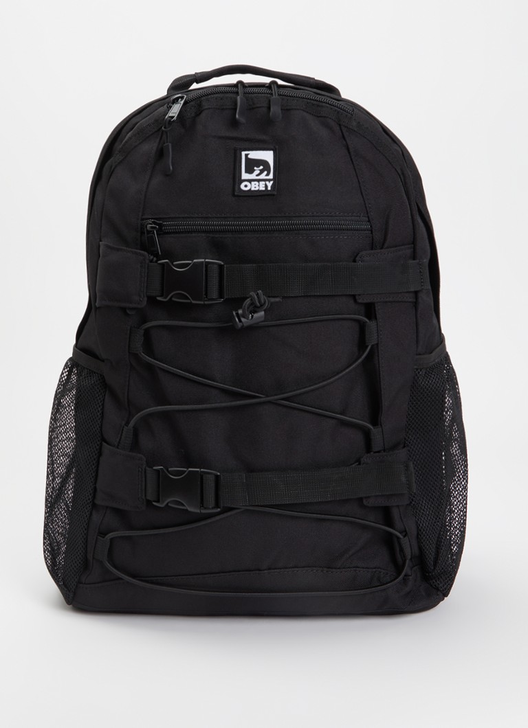 Obey Heren Commuter rugzak met logo en 16 inch laptopvak in de kleur Zwart, maat: One Size